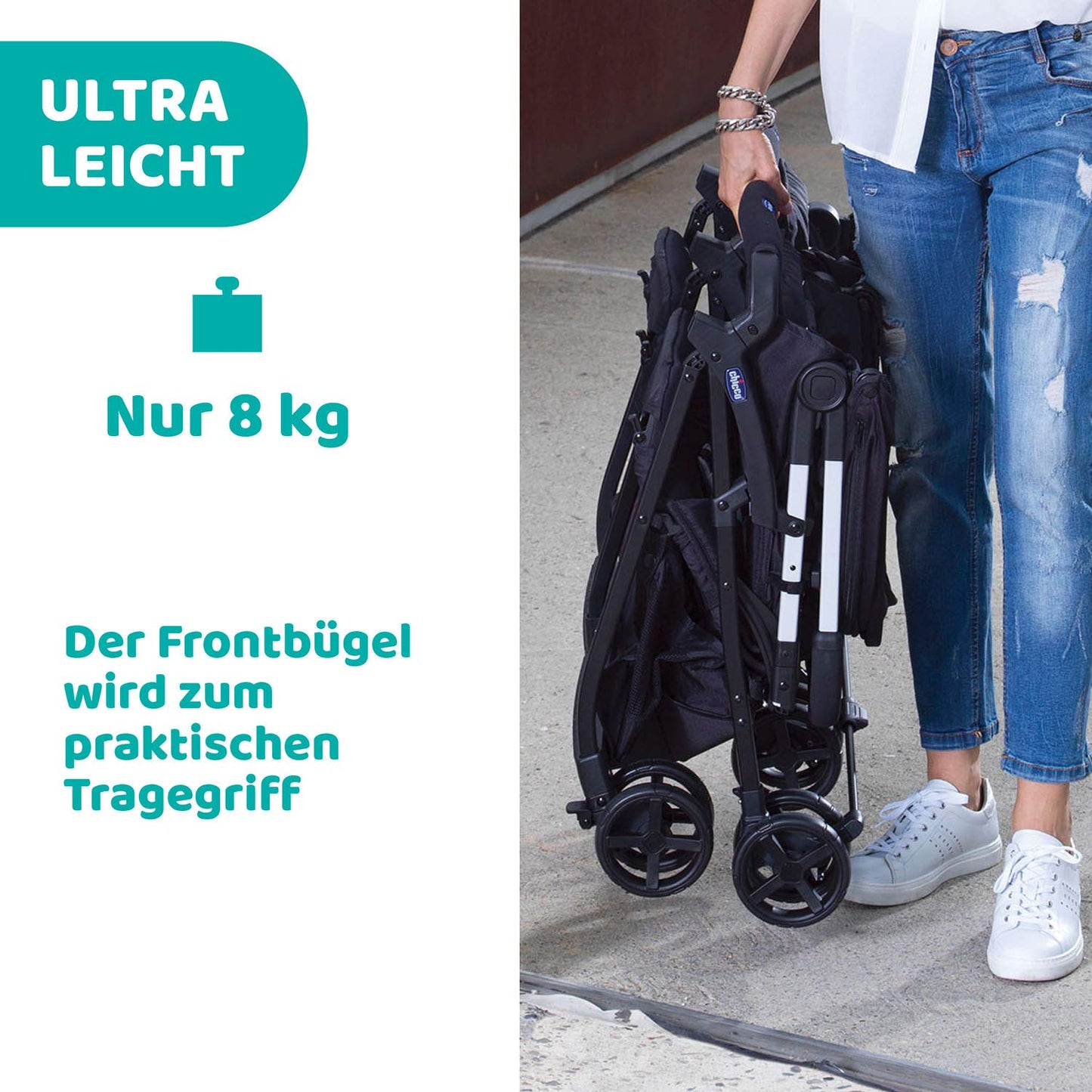 Chicco OHlalà Twin Twin Pushchair from Birth to 15 kg, Pram for Twins and Siblings, Adjustable Foldable Twin Buggy, Rain Cover and Extendable Hood