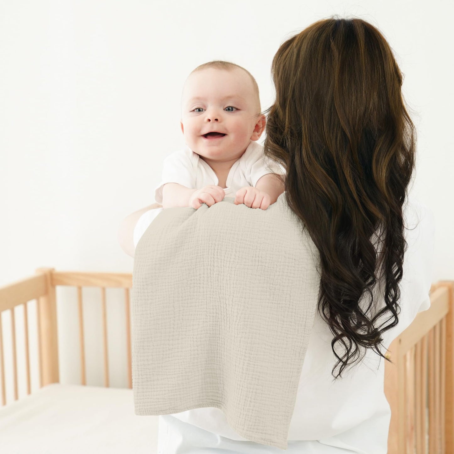 Bearmoss Moltontücher Baby 100% Baumwolle Weiche Spucktücher Baby,Atmungsaktiv und Extrem Saugfähig Musselin Tuch für Saugstark Mulltücher 4er 60x60cm (Brauner Druck)