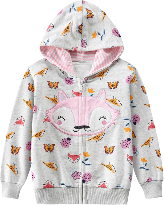 EULLA Children's Girls' Zip Up Hoodie Sweat Jacket Hooded Jacket Hooded Jacket Hoodie Long Sleeve Cotton Unicorn Pullover Hoodie Sweatshirt with Zip 92 98 104 110 116 122
