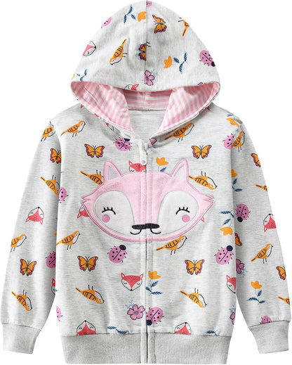 EULLA Children's Girls' Zip Up Hoodie Sweat Jacket Hooded Jacket Hooded Jacket Hoodie Long Sleeve Cotton Unicorn Pullover Hoodie Sweatshirt with Zip 92 98 104 110 116 122