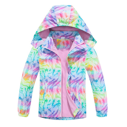 linboo softshell jacket girls' transitional jacket with hood, fleece-lined windbreaker, breathable rain jacket, waterproof outdoor jacket for children 