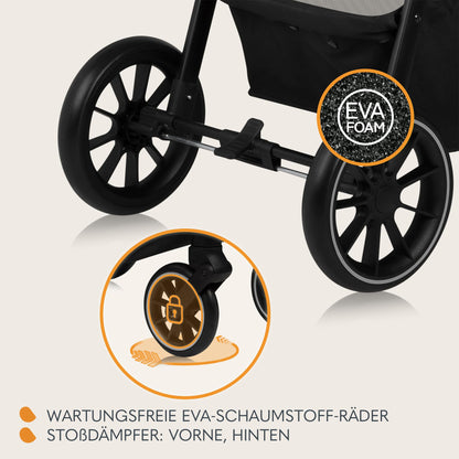 LIONELO Emma Plus Kinderwagen bis zu 15 kg, Kindersportwagen, leicht modern klein Buggy mit Liegeposition, zusammenklappbar, große Räder, großer Korb, Tasche Vivid Turkus