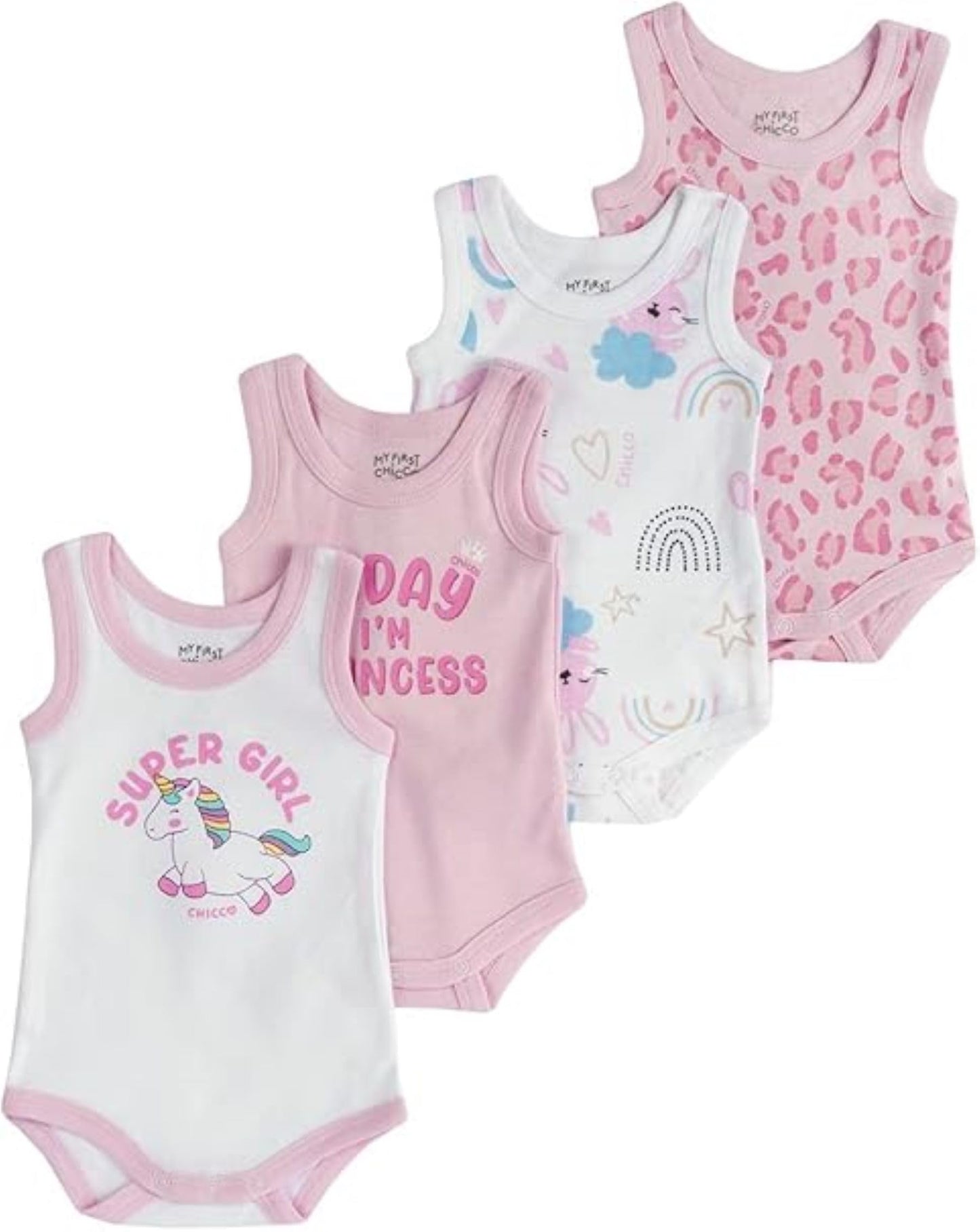 Chicco Unisex Baby Set Ärmellos Bodys aus Baumwolle Body (4er Pack)
