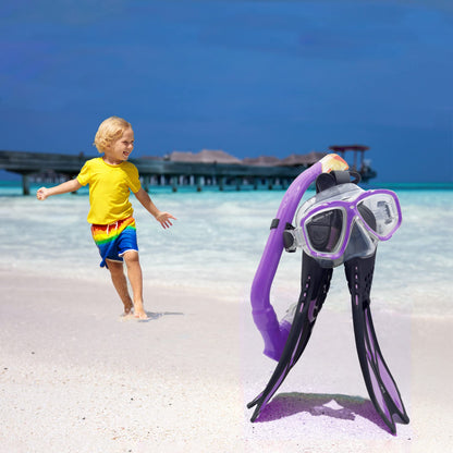 HH HHAO SPORT Children's snorkel set with fins, 180° panorama wide view diving goggles children, adjustable flippers, high-quality diving mask and dry top snorkel