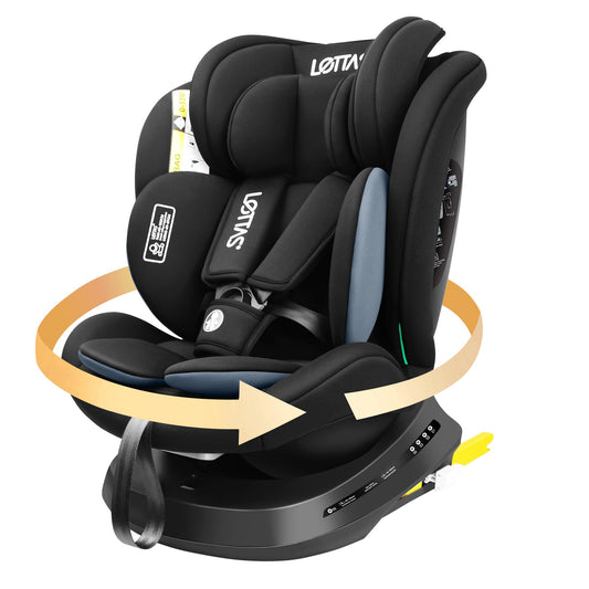 LETTAS I-Size 360°Drehung Autositz 40-150 cm, ca. 0 bis 12 Jahre, Isofix Kinderautositz mit Verstellbarer Kopfstütze, ECE R129 - Meloni2