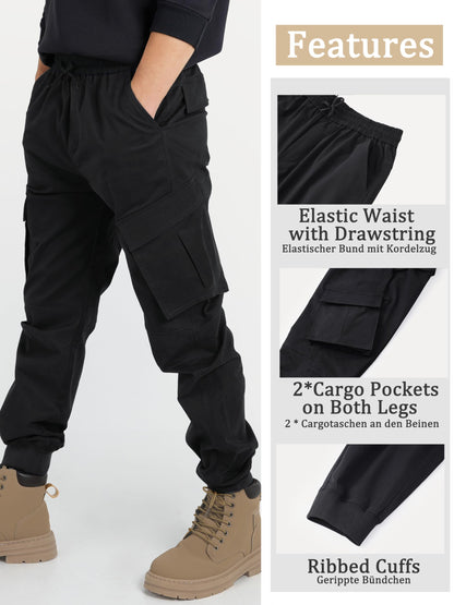 CAMLAKEE Jungen Jogger Hose aus Twil Cargohose mit elastischem Bund