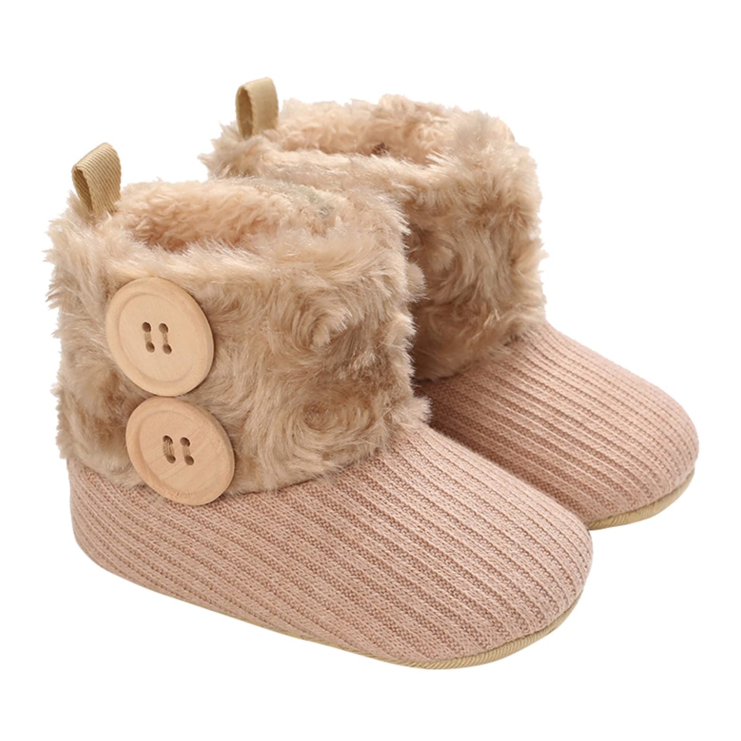 Newborn Warm Winter Booties, Organic Cotton Lining and Non-Slip Stripes, Booties, Sock Shoes for Winter with Soft Sole, Crawling Shoes, Size 0 - 18 Months, Baby Boys and Girls, Prewalker and Toddler Shoes