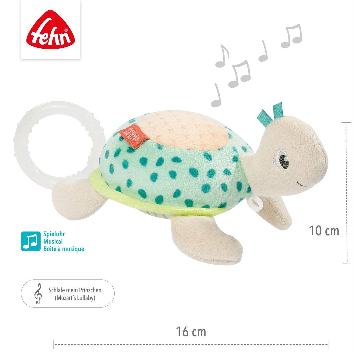 Fehn Mini-Spieluhr Fee – Kuscheltier & Einschlafhilfe: Aufzieh-Spieluhr mit sanfter Melodie „Schwanensee“ beruhigt in jeder Situation – für Babys und Kleinkinder ab 0+ Monaten