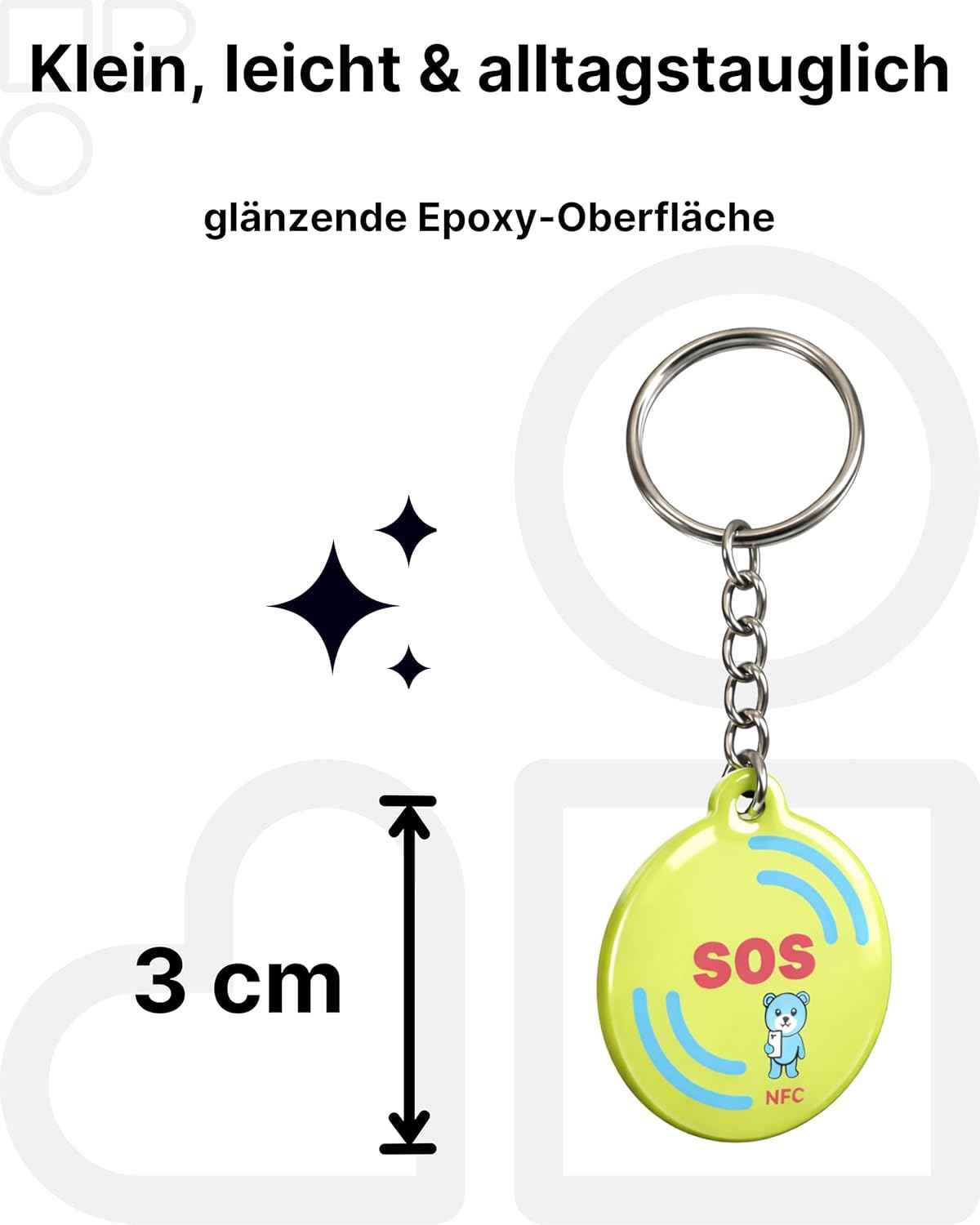 1x Notfallkontakt Anhänger für Kinder mit NFC – diskrete SOS Lösung ohne sichtbaren Namen & Daten – Telefonnummer selbst speicherbar & jederzeit änderbar – Alternative zum SOS Armband