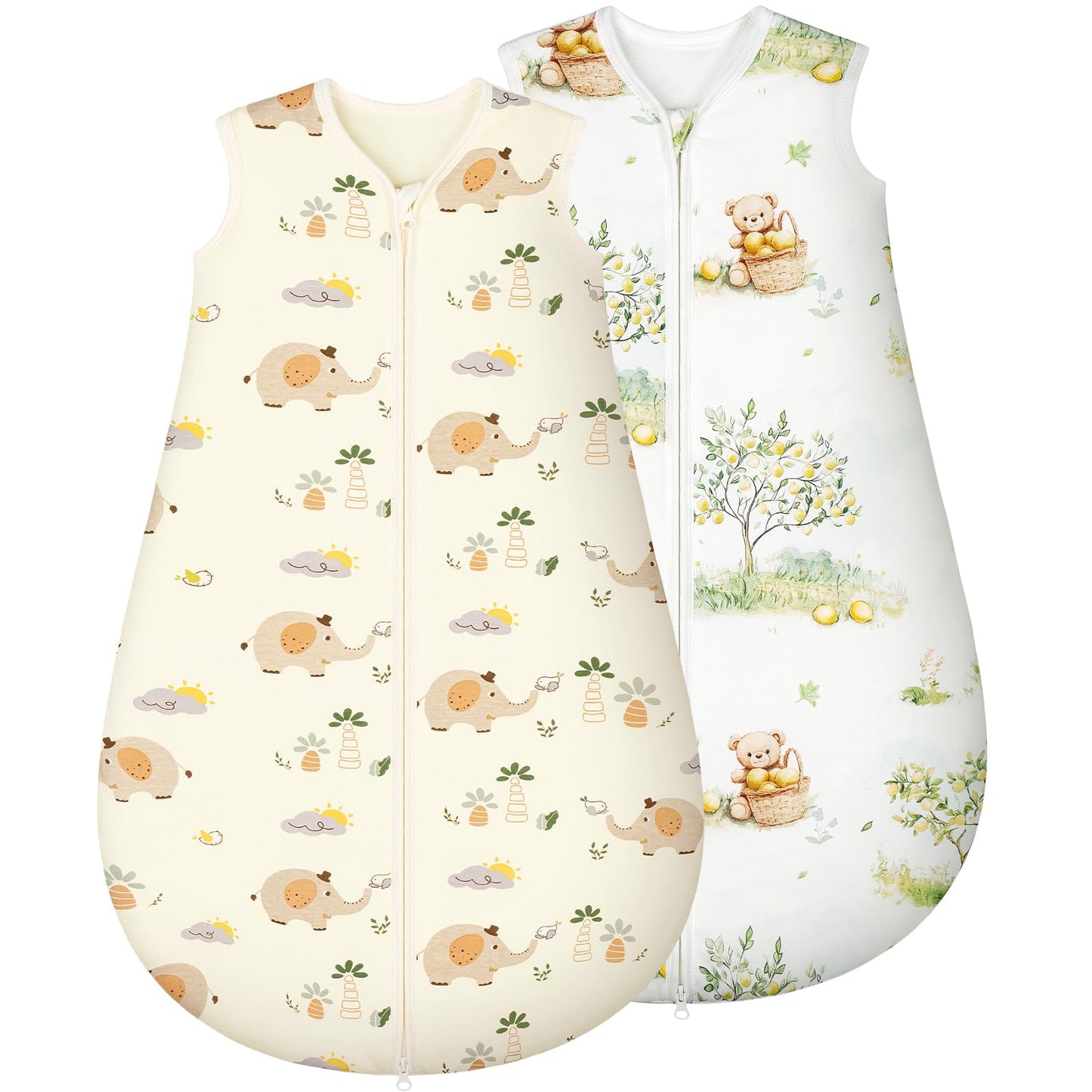 Yukkidds Baby Summer Sleeping Bag, 100% Cotton, 0.5 Tog, beige elephant, 0 - 6 months
