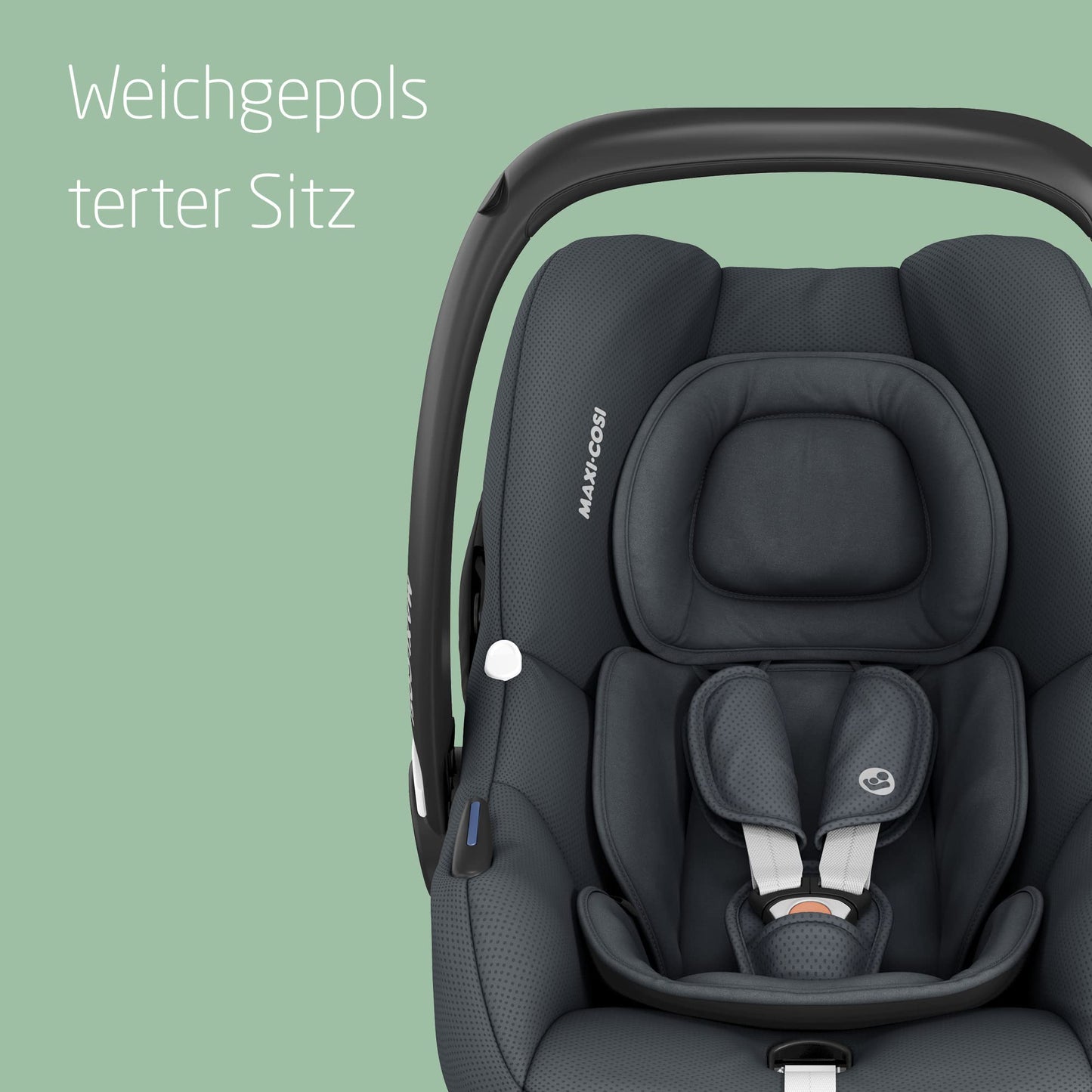 Maxi-Cosi CabrioFix i-Size, Babyschale, 0–12 Monate, max. 12 kg, leichter i-Size Kindersitz (3,2 kg), Sonnenverdeck, gepolsterter Sitz, für viele Maxi-Cosi Kinderwagen, Essential Green - Meloni2
