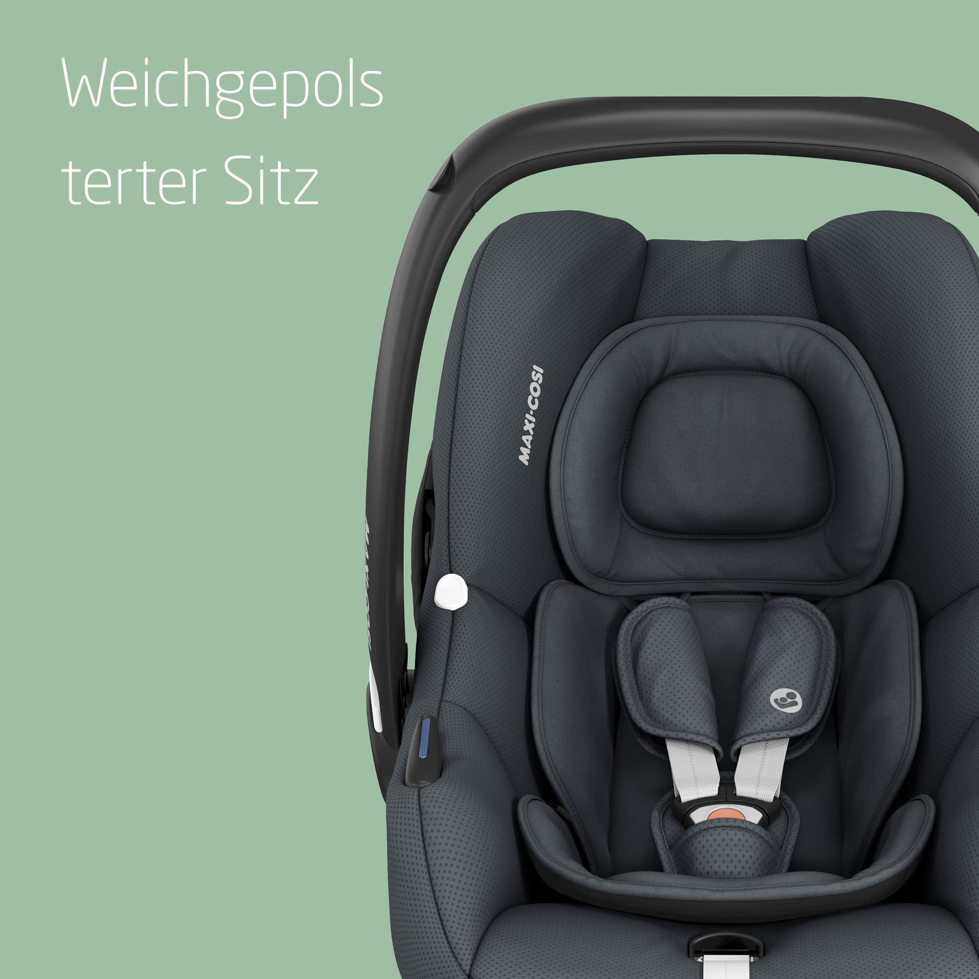 Maxi-Cosi CabrioFix i-Size, Babyschale, 0–12 Monate, max. 12 kg, leichter i-Size Kindersitz (3,2 kg), Sonnenverdeck, gepolsterter Sitz, für viele Maxi-Cosi Kinderwagen, Essential Green - Meloni2