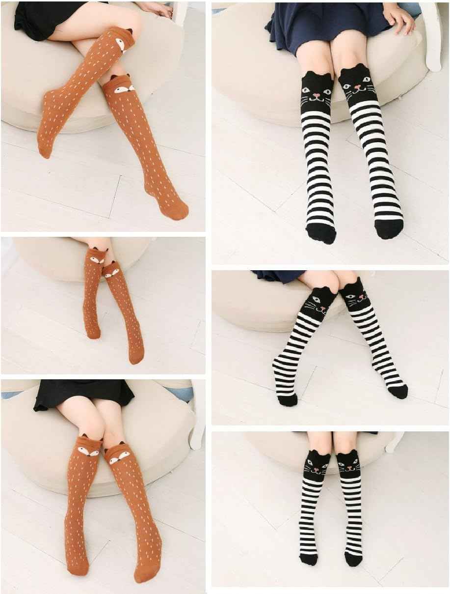 CISMARK Girls' Knee Socks 6 Pairs for Children Gifts Long Funny Children's Socks Animal Cotton Socks 3-12 Years
