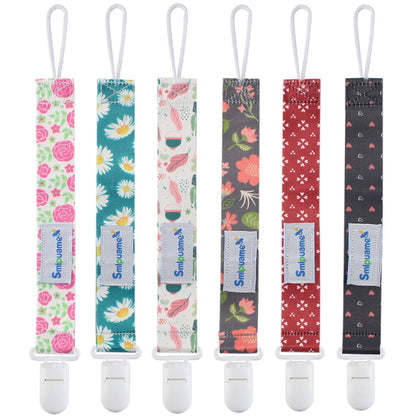 Smlpuame Baby Schnullerkette Mädchen Junge,6 Stück BPA-Frei Schnullerband Stoff Mädchen Junge,Schnuller Kette Nuckelkette Passen Die Meisten Schnuller und Beißspielzeug,Dummy Clips für Baby (Tier)