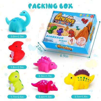 Jiosdo Bath Toy, Pack of 6 Dinosaur Bath Toys with Light, LED Bath Toy Children, Bath Toy Baby from 1 2 3 Years, Illuminates Water Toy, Bath Toys, Sensory Toy