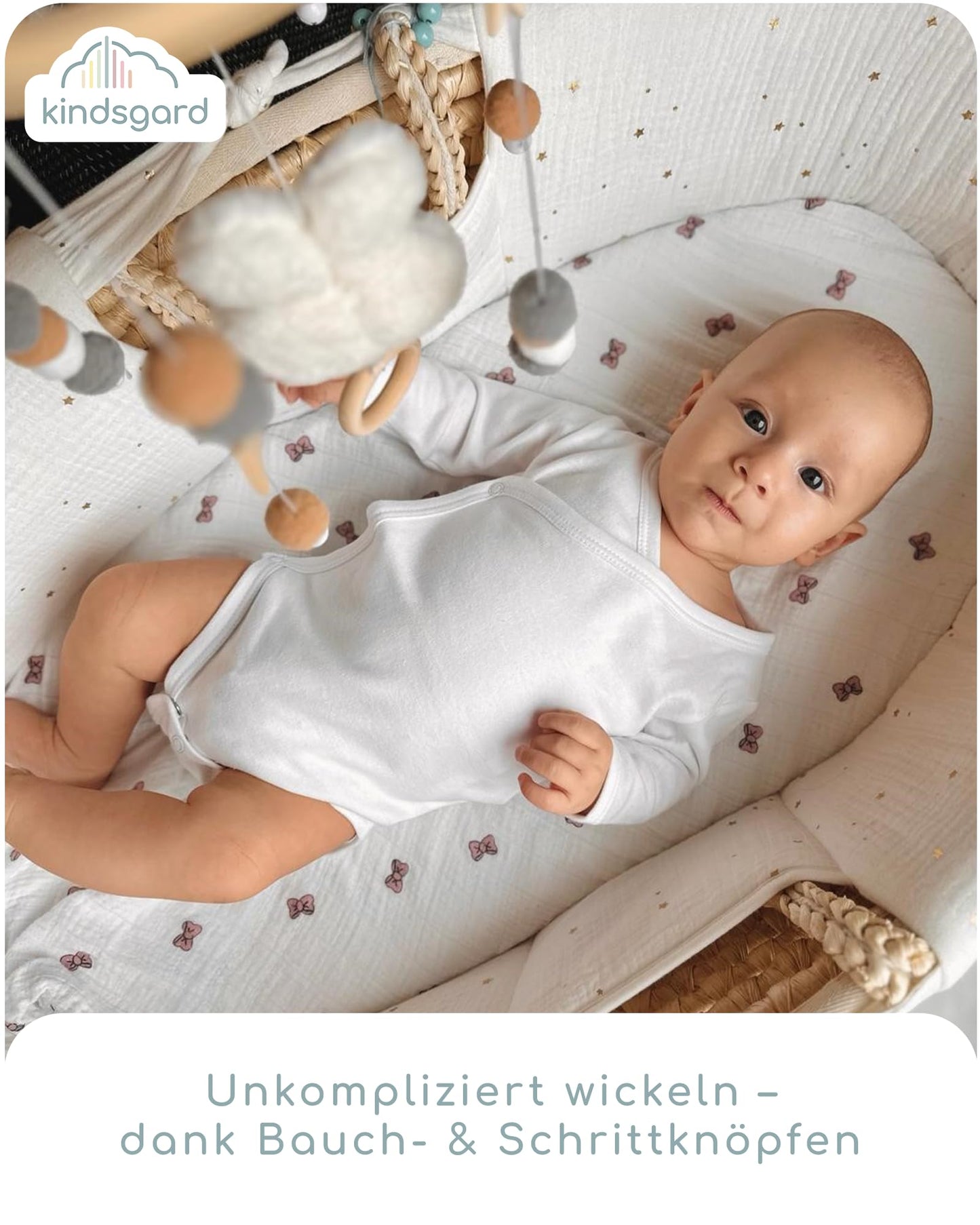 Kindsgard Baby Long-Sleeved Wrap Bodysuit Trunder - Soft and High-Quality 100% Organic Cotton
