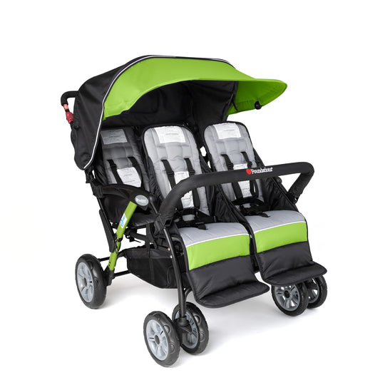 Foundations Sport Quad Pushchair with UV Protection Pram Canopy, 5 Point Harness for Safety, Foot Brake, All Terrain Tubeless Wheels (Lime Green)