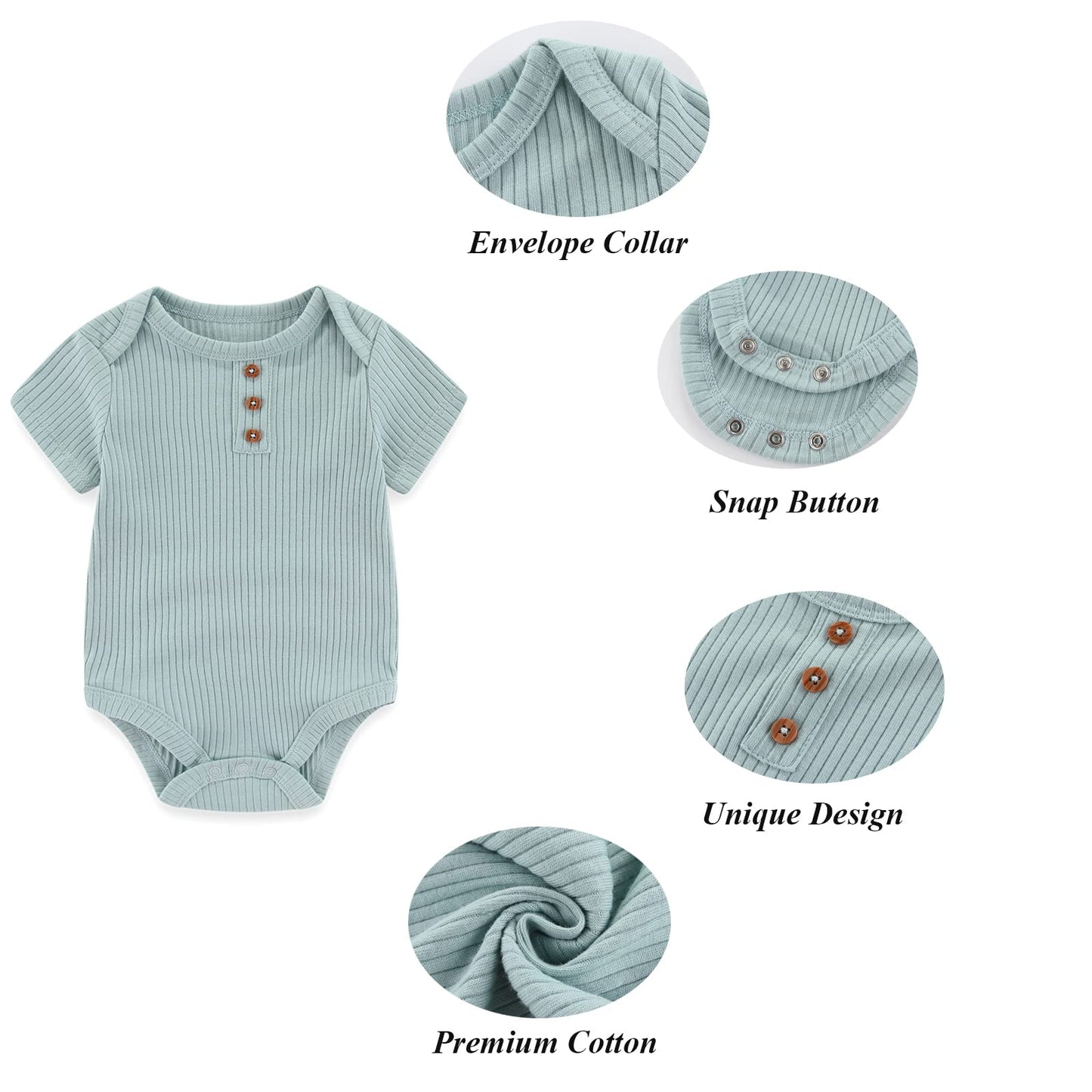 TONE Bodys Kurzarm für Neugeborene Baby Jungen und Mädchen 0-3m/3-6m/6-9m/9-12m Baumwolle