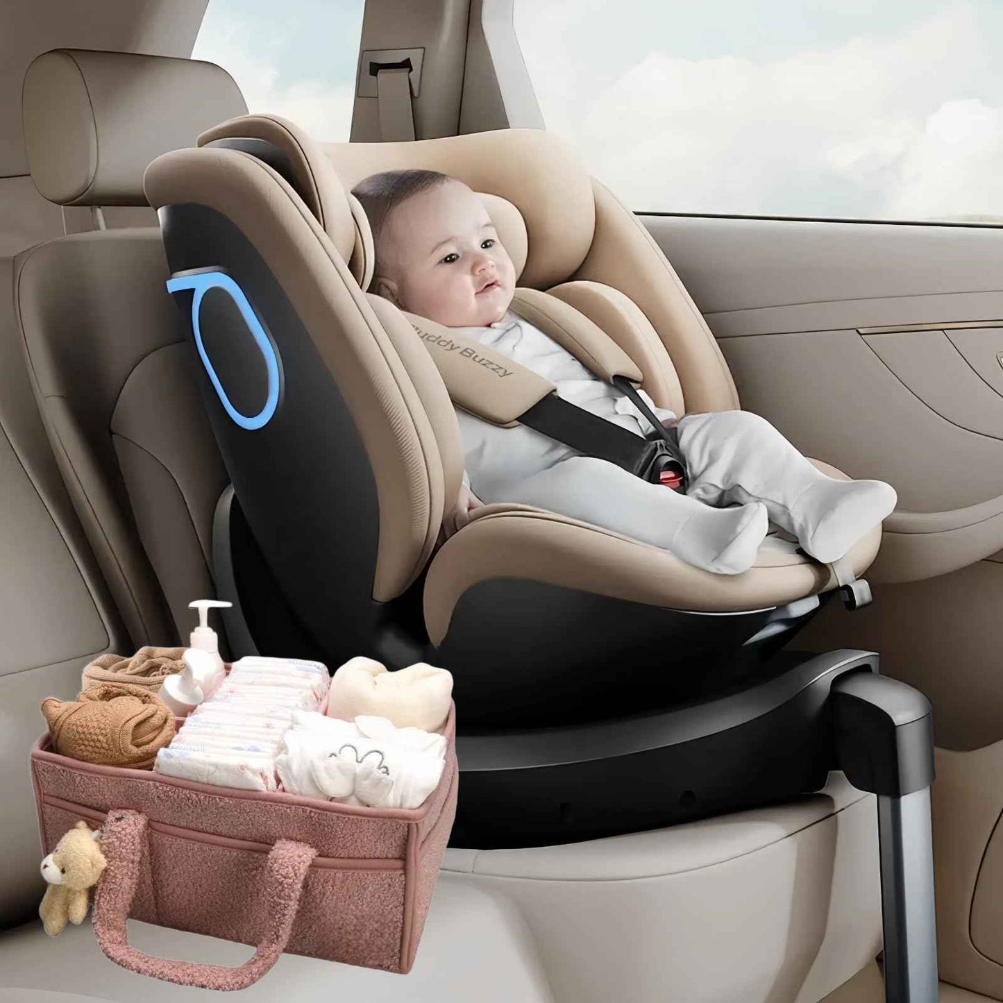 Changing Bag Organiser, Changing Table Organiser, Portable Changing Basket with Removable Compartments, Plush Changing Organiser with Handles, Baby Storage Basket for Changing and Baby Things