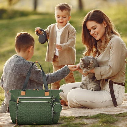 Wickeltasche mit Schnullertasche und Wickelunterlage, Wickelrucksack Multifunktions-Babytasche für Große Reisewindeltasche für Mama und Papa, isolierten Taschen-Dunkelblau