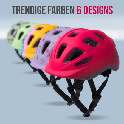 Apollo Kinder Fahrradhelm, Helm für Kinder & Jugendliche, Multisport Helm, Fahrradhelm Mädchen, Fahrradhelm Jungen, Kinderhelm ab 3 Jahre, Verstellbarer Kinder-Helm, ab Größe 48, für Fahrrad & Roller