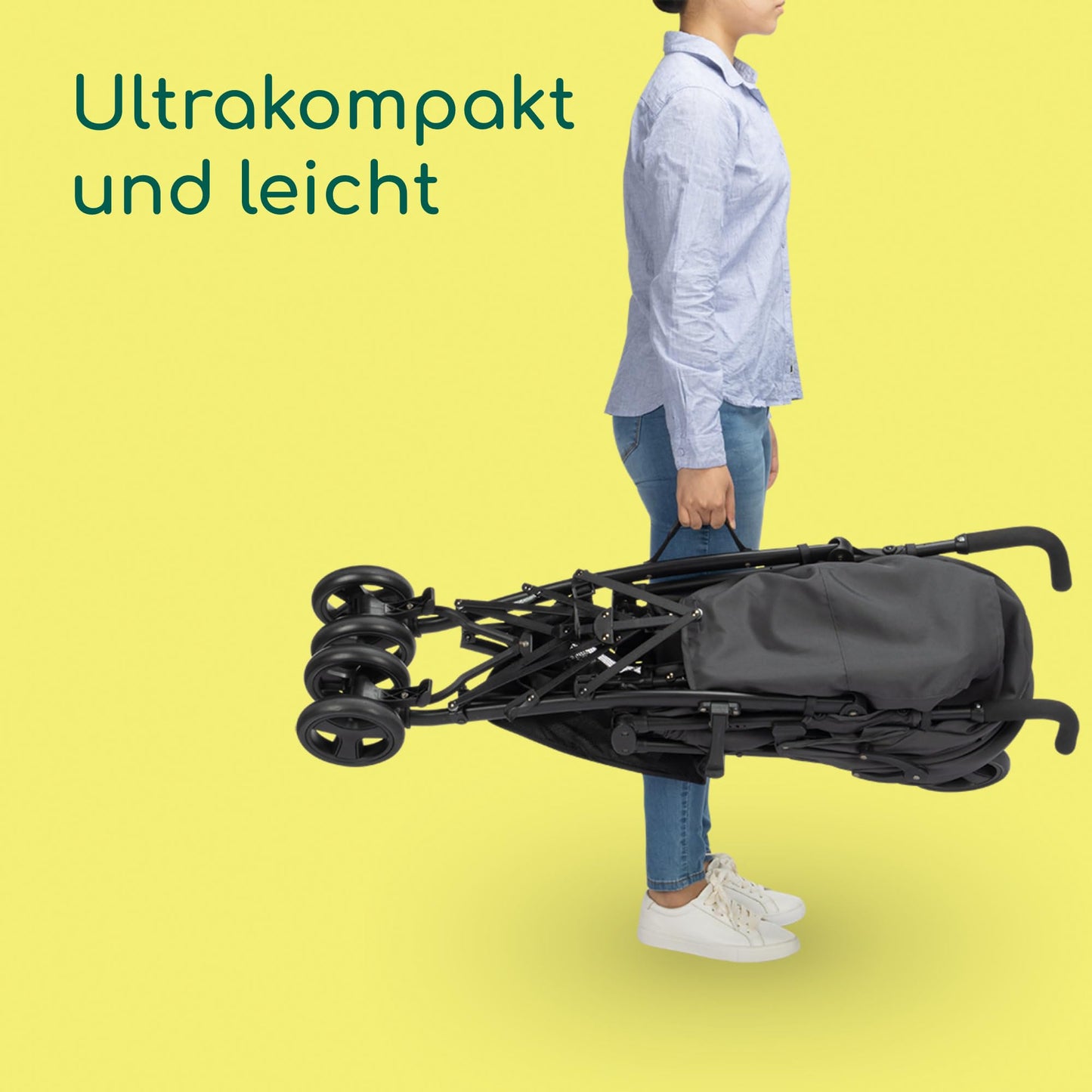 Bebeconfort Soko Superkompakter Kinderwagen, Bequem, Leichtgewich, Einfaches und Kompaktes Falten, 0 Monate bis 3,5 Jahre, 0-15 kg, Mineral Green