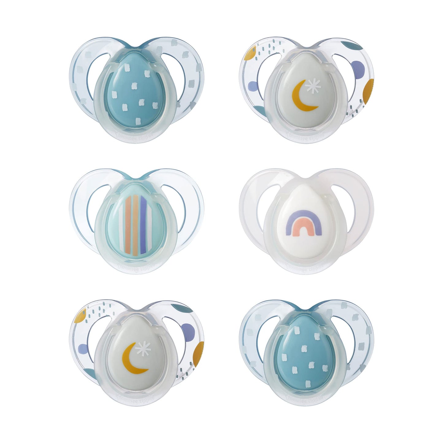 Tommee Tippee Schnuller für die Nacht, symmetrisches kieferorthopädisches Design, BPA-freies Silikonbeutel, 6—18 m, Packung mit 6 Schnullern - Meloni2