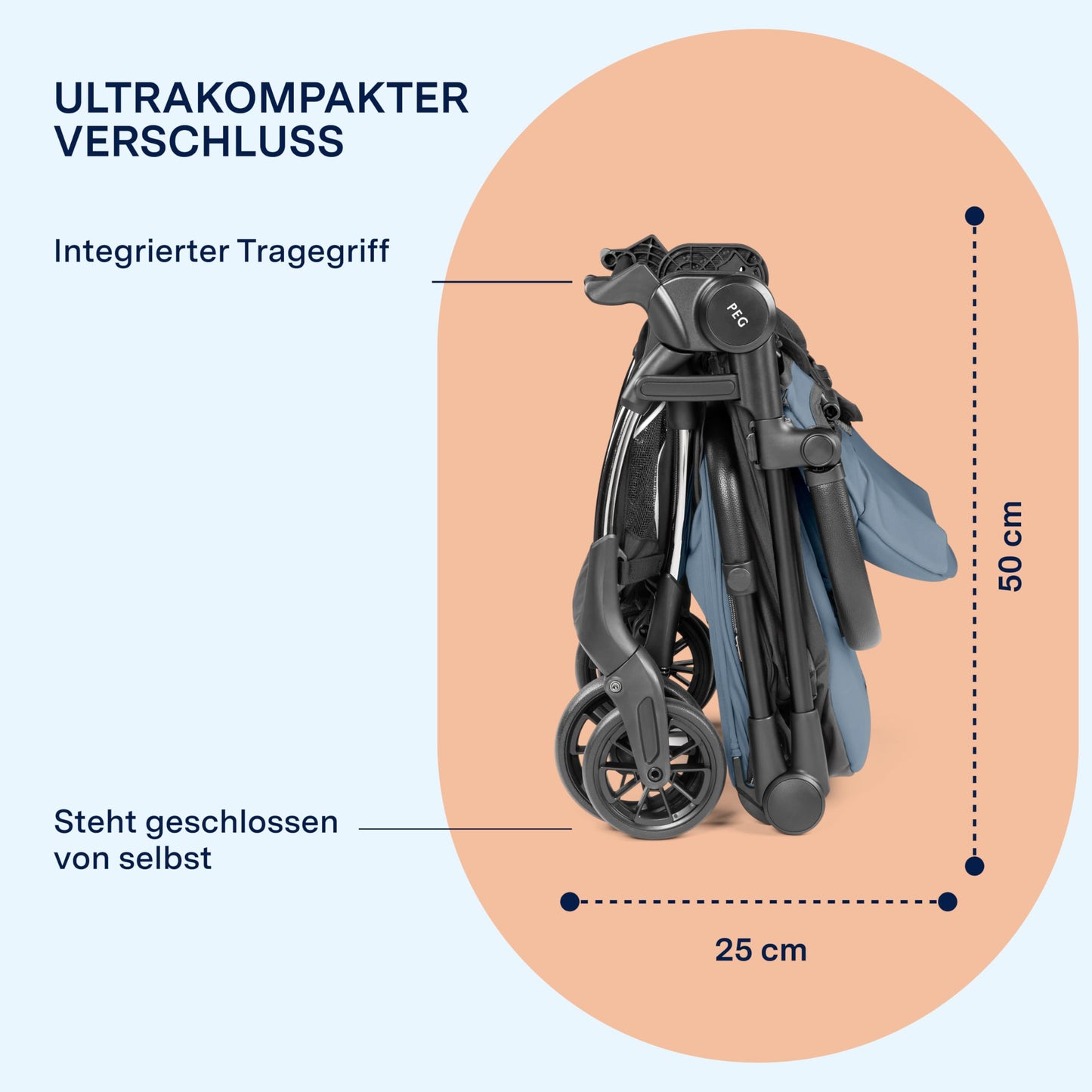 PEG Leichter Buggy Volo mit Regenschutz, Handgepäckgröße, Flugzeuggeeignet, Kompakt, Ab Geburt bis 22 kg, Reisetasche Inklusive, Malva