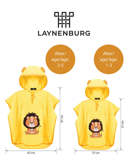 LAYNENBURG Premium Badeponcho Kinder mit Kapuze - 100% Baumwolle - OEKO TEX - Baby Jungen Mädchen Handtuch Poncho Frottee