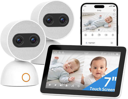 Babyphone mit Kamera und 7 Zoll HD Display, WLAN Baby Monitor mit Intuitiver App, Leiser Hybrid-Zoom (Zwei Objektive), Schwenk- & Neigbar, Nachtsicht (2 Kameras)