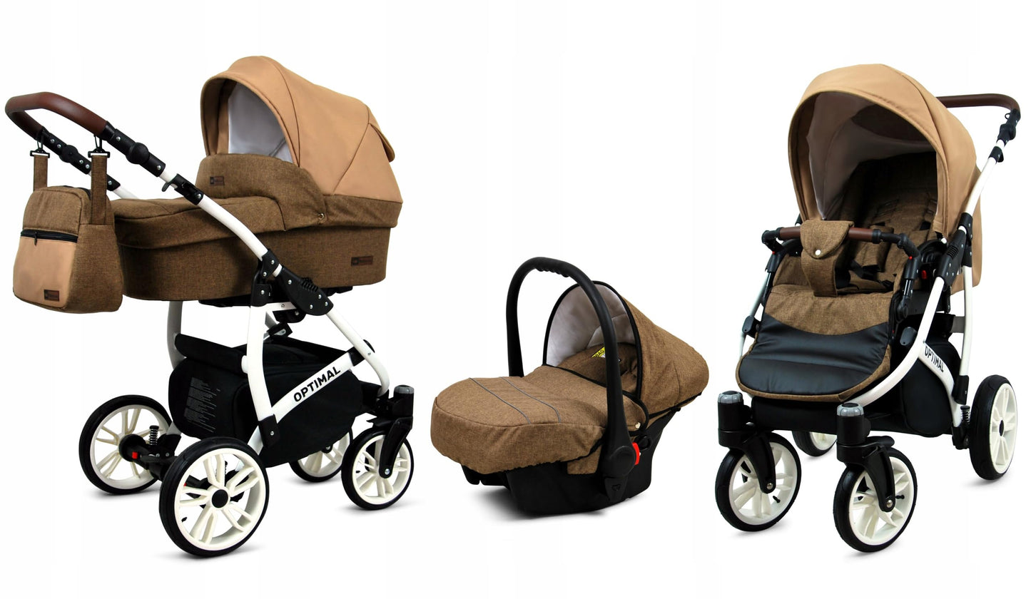 BabyLux® Kinderwagen Set 4 in 1 - Optimal - incl. Babywanne, Buggy Sportsitz, Auto-Babyschale, ISOFIX-Basisstation - Autositz - Kinderwagenset - Kombikinderwagen mit Wickeltasche usw.