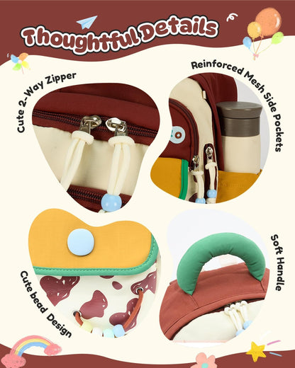 PROTAURI Kindergartenrucksack Mädchen 2-5 Jahre 8L 3D Eis, Dunkelrosa | mit Brustgurt wasserabweisend leicht atmungsaktiv ergonomisch Macaron-Farben