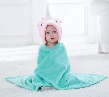 Doladola Baby Decke Babys Tier Design，Flanell Kinder Decke Kapuzenhandtuch für Mädchen und Jungen，Baby Kapuze Badeponcho Kinder Warm（gelbe Ente）