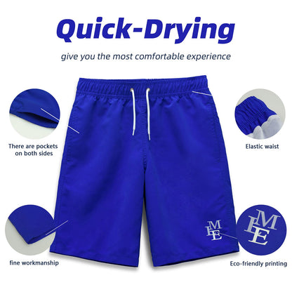 MEILONGER Boys' Swim Shorts Quick-drying Boardshorts with Mesh Lining Pockets and Adjustable Drawstring 