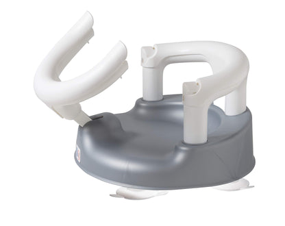 Rotho Babydesign Badewannensitz 3-farbig mit grauem Boden - Rutschfeste und hoher Sitzkomfort mit Kindersicherung - Sitzhilfe - Badesitz