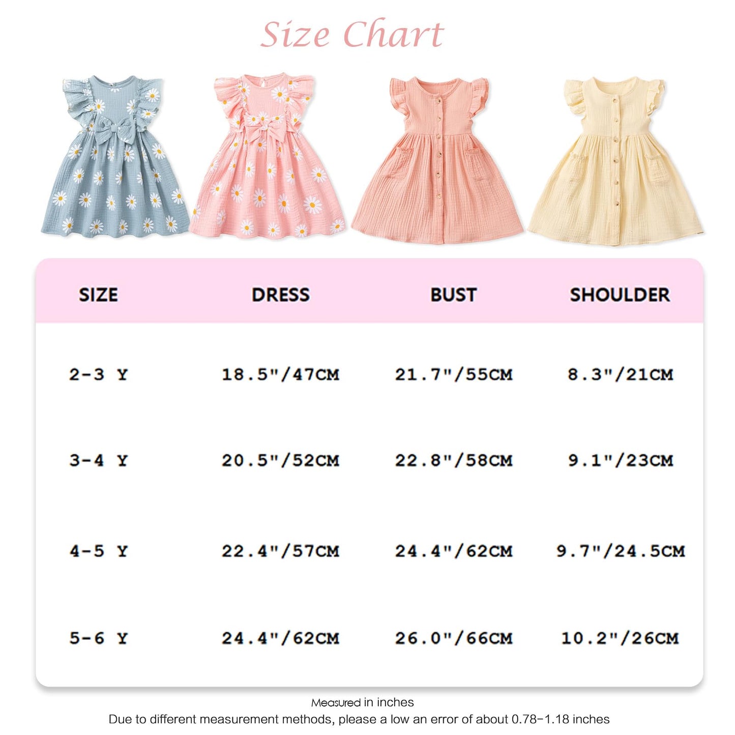 Kleinkinder Mädchen Sommerkleid Rüschenärmel Rundhalsausschnitt Knopfleiste Kleid lässiges Herbst A-Linien Party Kinderkleider 2-6 Jahre