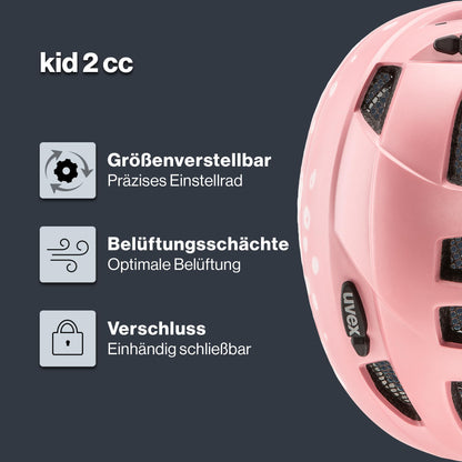 uvex Kid 2 cc - Lightweight children's helmet - individual size adjustment - expandable with LED light 