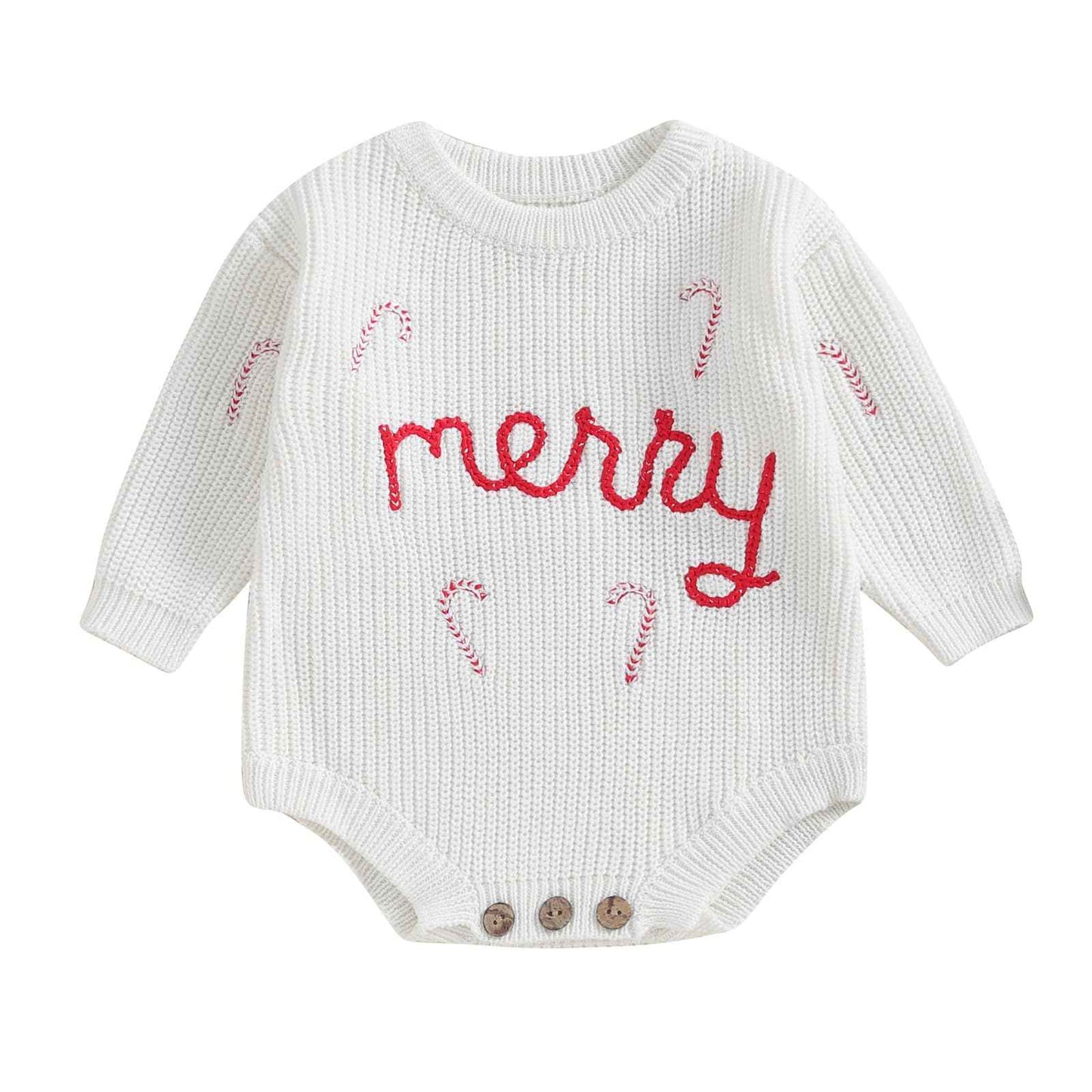 Geagodelia Knitted Christmas Romper Baby Girl Boy Christmas Jumper My First Christmas Newborn Baby Jumper Romper Bodysuit Christmas Jumper