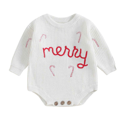 Geagodelia Knitted Christmas Romper Baby Girl Boy Christmas Jumper My First Christmas Newborn Baby Jumper Romper Bodysuit Christmas Jumper