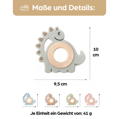 Schildkröte Beißring für Baby Natur Holz & Silikon Blau - Kauspielzeug, Zahnen-Hilfe & Greifling - Babyspielzeug Beissring Geschenk zur Geburt - Holz-Spielzeug nachhaltig, BPA-frei schadstofffrei