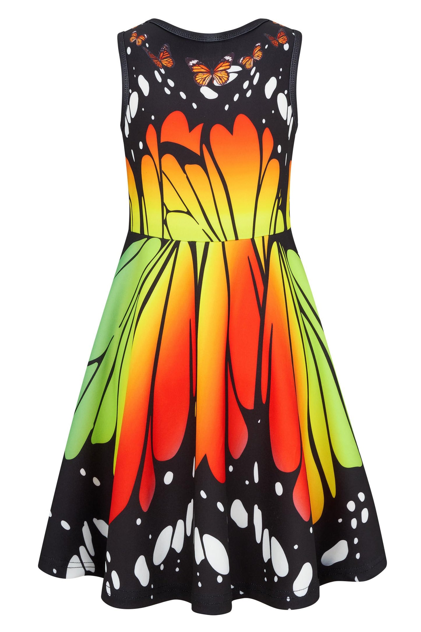 Mädchenkleid Schmetterling A-Linie Ärmelloses Sommerkleid Buntes Kleid 4-12 Jahre
