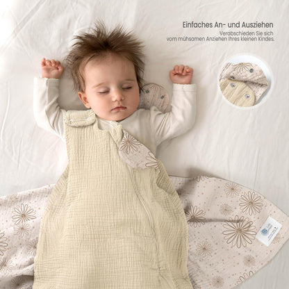 lulumoon Baby Sleeping Bag for 3-9 Months: Muslin Sleeping Bag Baby for Boys and Girls - Cotton Baby Sleeping Bag for 70 cm All-Year Children's Room