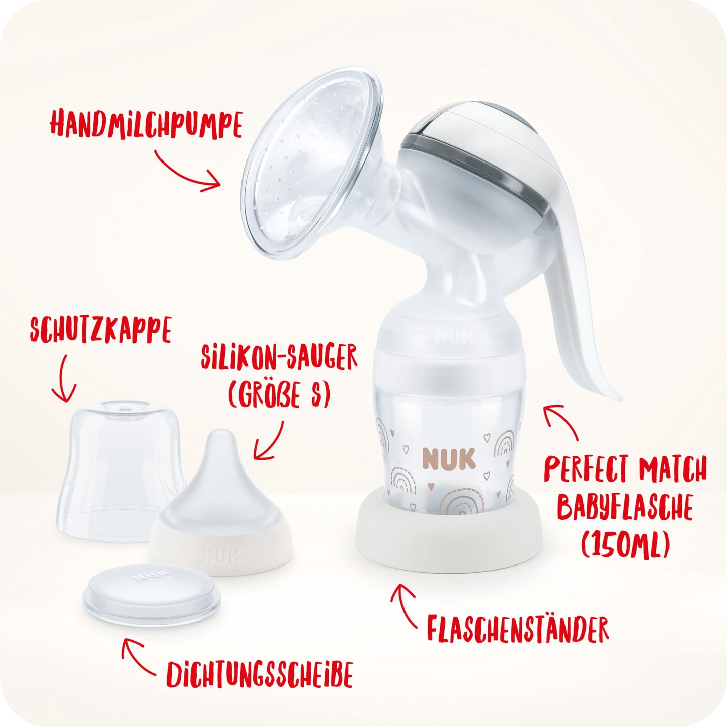 NUK Perfect Match Complete Feeding Set | Ab 0 Monate | Vario Express-Sterilisator, 4 Babyflaschen, Flaschenwärmer, Flaschenbürste und mehr | Regenbogen | 8 Stück