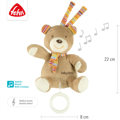 Fehn Mini-Spieluhr Fee – Kuscheltier & Einschlafhilfe: Aufzieh-Spieluhr mit sanfter Melodie „Schwanensee“ beruhigt in jeder Situation – für Babys und Kleinkinder ab 0+ Monaten