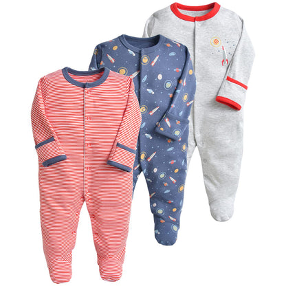 amropi Baby Mädchen Schlafstrampler 3er Pack Jungen Pyjamas Baumwolle Overalls Strampler für 0-12 Monate