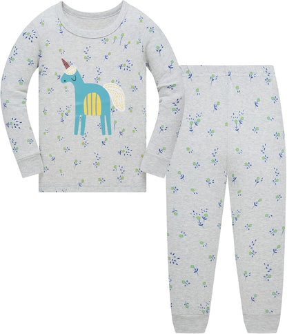 TEDD Girls' Pyjamas, Cotton, Cute, Unicorn, Long Sleeves, Two-Piece Pyjamas Set, Kids’ Sleepwear, Winter, Christmas, Sizes 1-12 Years