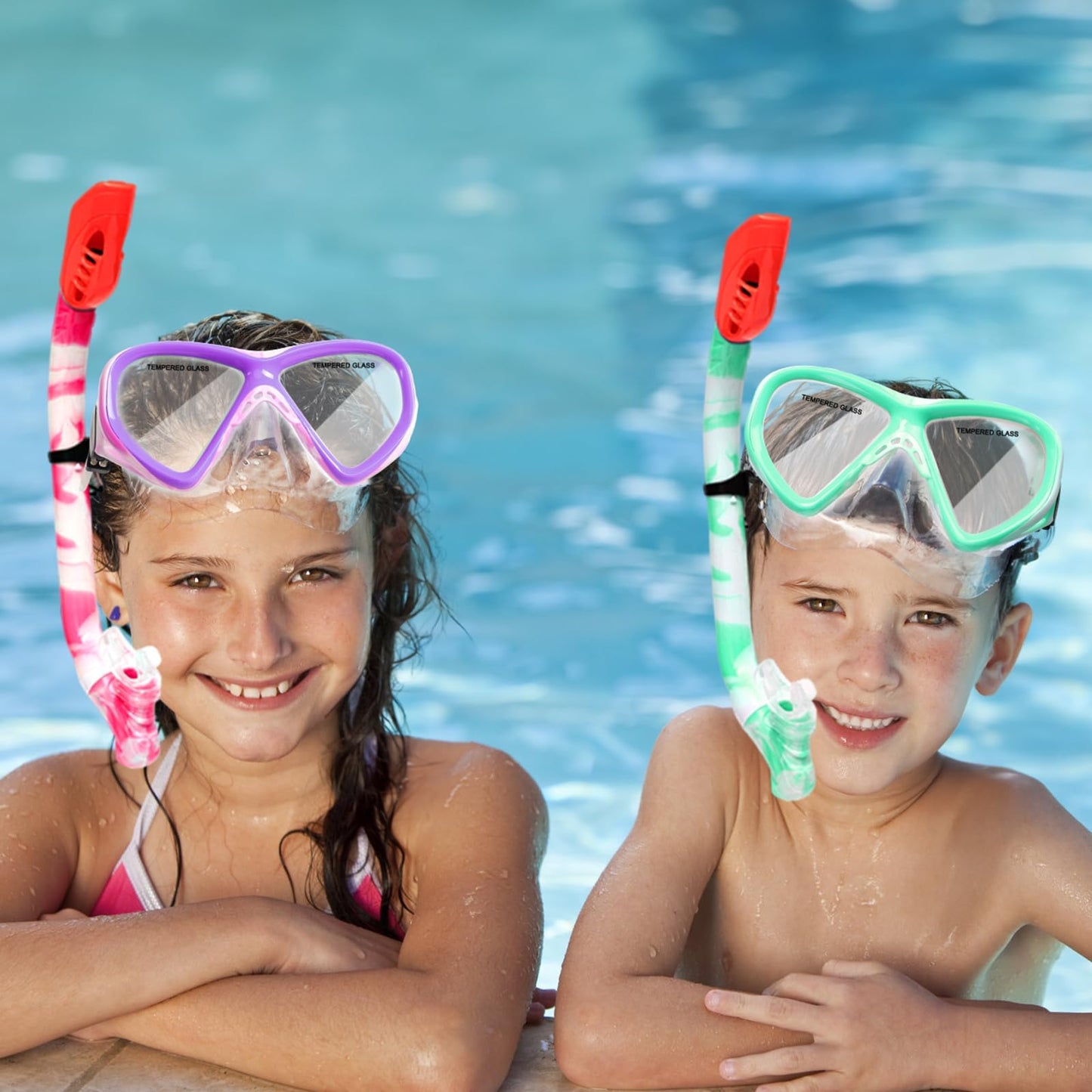 Schnorchelset Kinder - Taucherbrille Kinder mit Schnorchel Anti Leck Anti Fog HD Tauchmasken Dry Schnorchel für 4-13 Jahren Jungen Mädchen