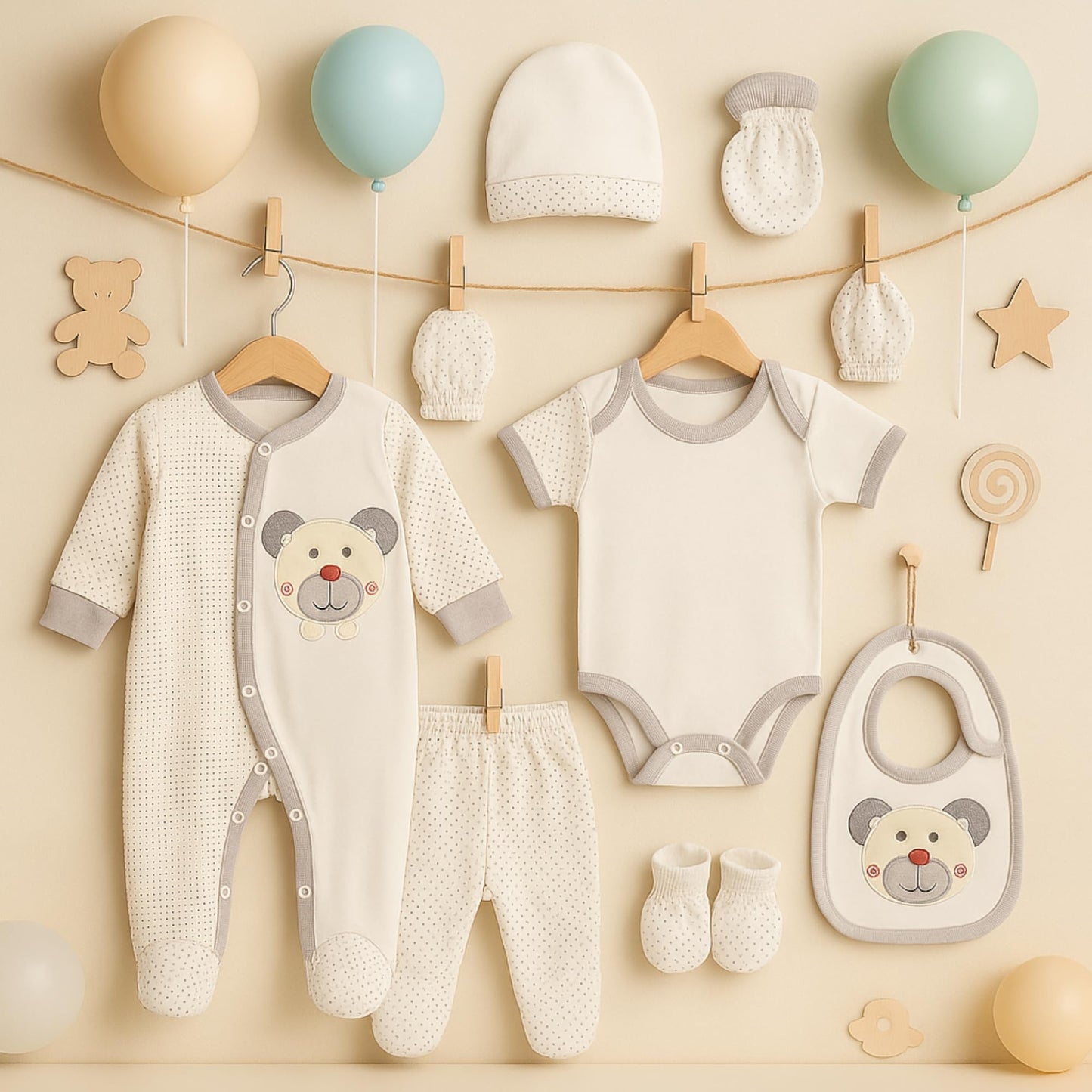 Newborn Baby Gift Set 100% Natural Cotton First Equipment Unisex Clothing Gift Set Baby Equipment for Babies 0-4 Months, koala