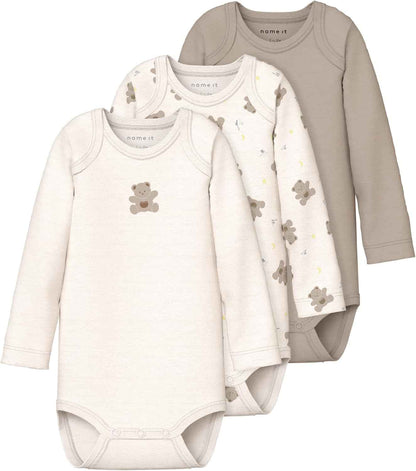 NAME IT Unisex Nbnbody 3P LS Jet Stream Bear Noos (Pack of 3)