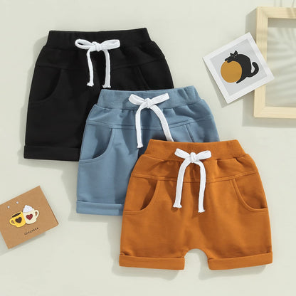 Himllauen Baby Jungen Shorts 3er-Pack Sommer Einfarbig Shorts 0-3 Jahre Kinder Kurze Hosen
